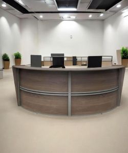 124" W x 49" D x 46" H Two-Person Curved Reception Desk β $1,800 π¦ Florida