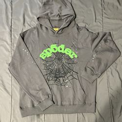 Grey And Green Spider Hoodie Size Medium
