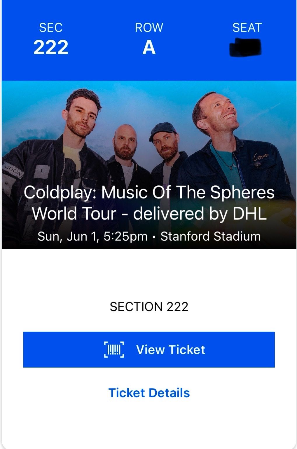 Coldplay Tickets June 1st Stanford