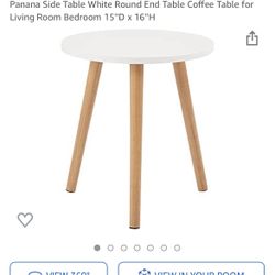 Panana Side Table White Round End Table Coffee Table for Living Room Bedroom 15''D x 16''H
