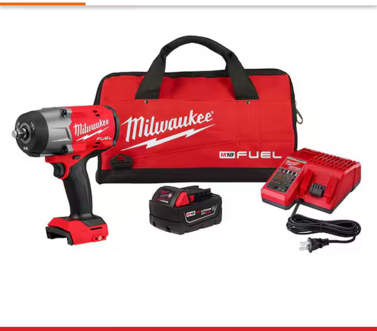 Black Friday   M18 FUEL 18V Lithium-Ion Brushless Cordless 1/2 in. Impact Wrench w/Friction Ring Kit w/One 5.0 Ah Battery and Bage