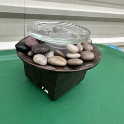 Table Top Water Fountain With Rocks And Candle Holder