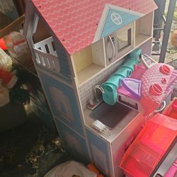 2 in 1 Doll House & Play Kitchen