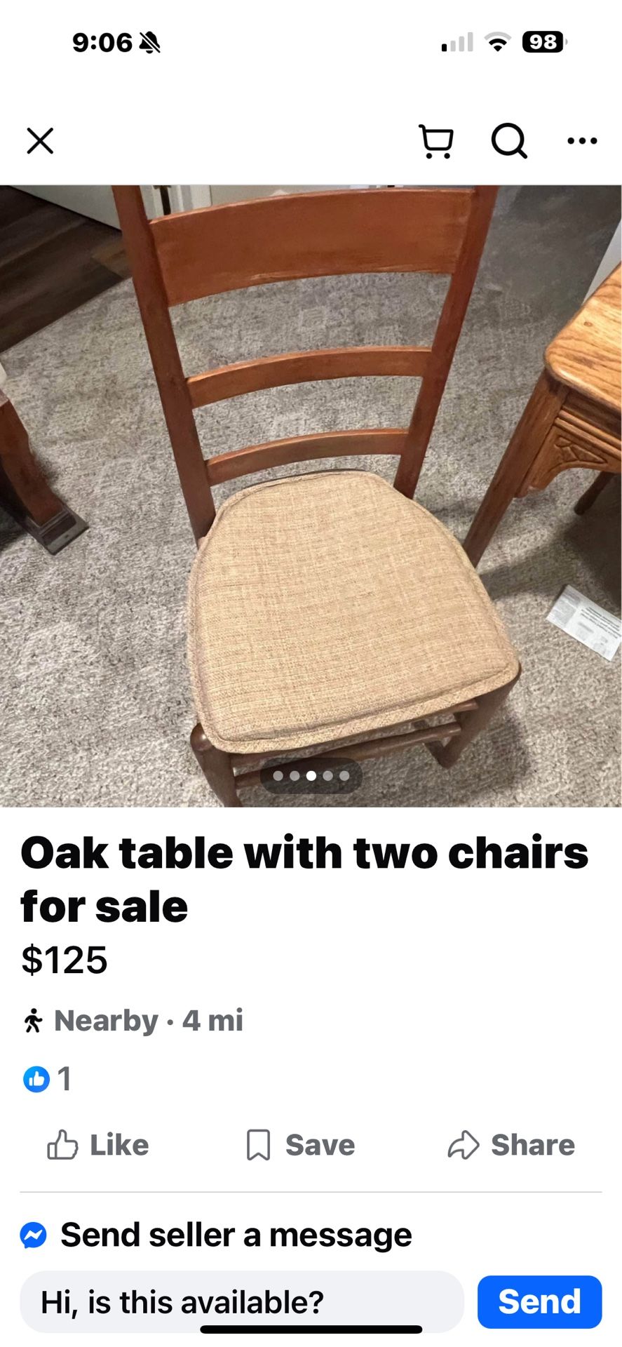 Two Chairs W Cushions ONLY SOLD THE TABLE