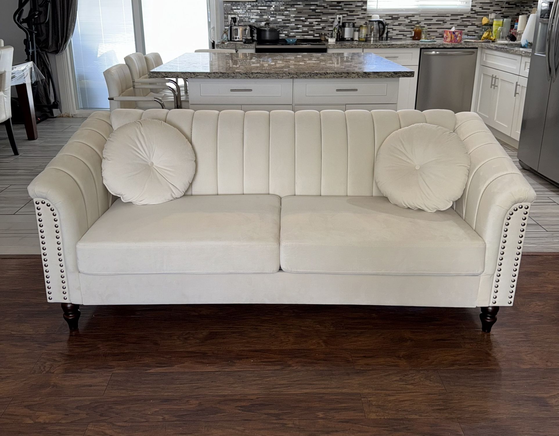 Cream Sofa w/ 2 Pillows- BRAND NEW NEVER USED!!