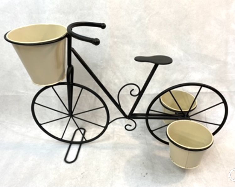 Plant Stand Bike Bicycle Planter 3 Pot Black Wire 