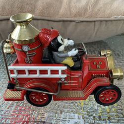 Vintage Disney Mickey Mouse On Old time Firetruck 