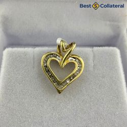 Diamond Heart Pendant in 10k Gold