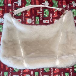 White Faux Fur Shoulder Bag