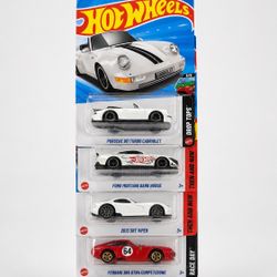Hot Wheels Lot of 5 – Porsche 911 Turbo Cabriolet, Mustang Dark Horse, SRT Viper & Ferrari 365 GTB4 – New on Card