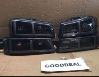 #125 Fit 03-06 Chevy Silverado/Avalanche Smoked Clear LED DRL Headlight lamp