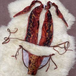 New os snake halter bikini y2k festival rave outfit swimsuit boho retro 