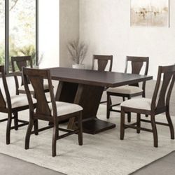 Brand New Espresso Modern Style 7pc Dining Table Set 
