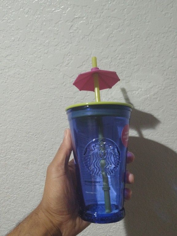 Starbucks Glass Tumbler With Umbrella Topper