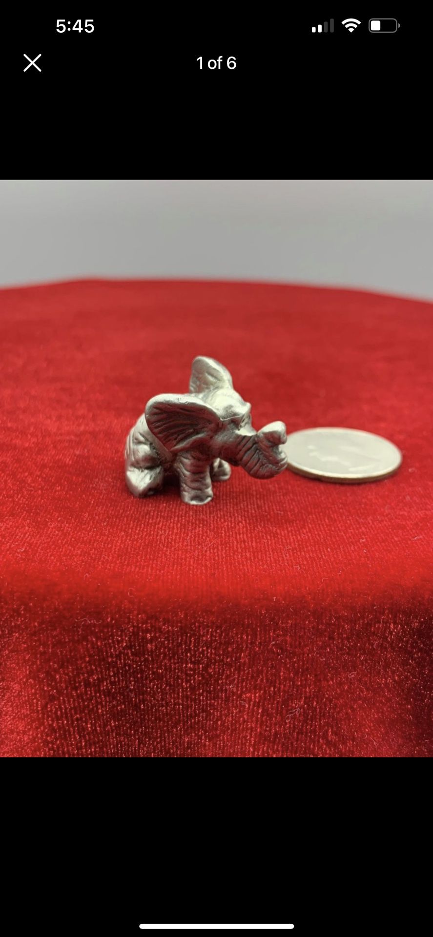 VTG Genuine Pewter Miniature Elephant Figurine
