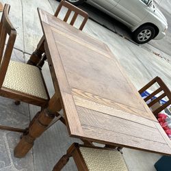 Vintage Oak Table W/ 4 Chairs