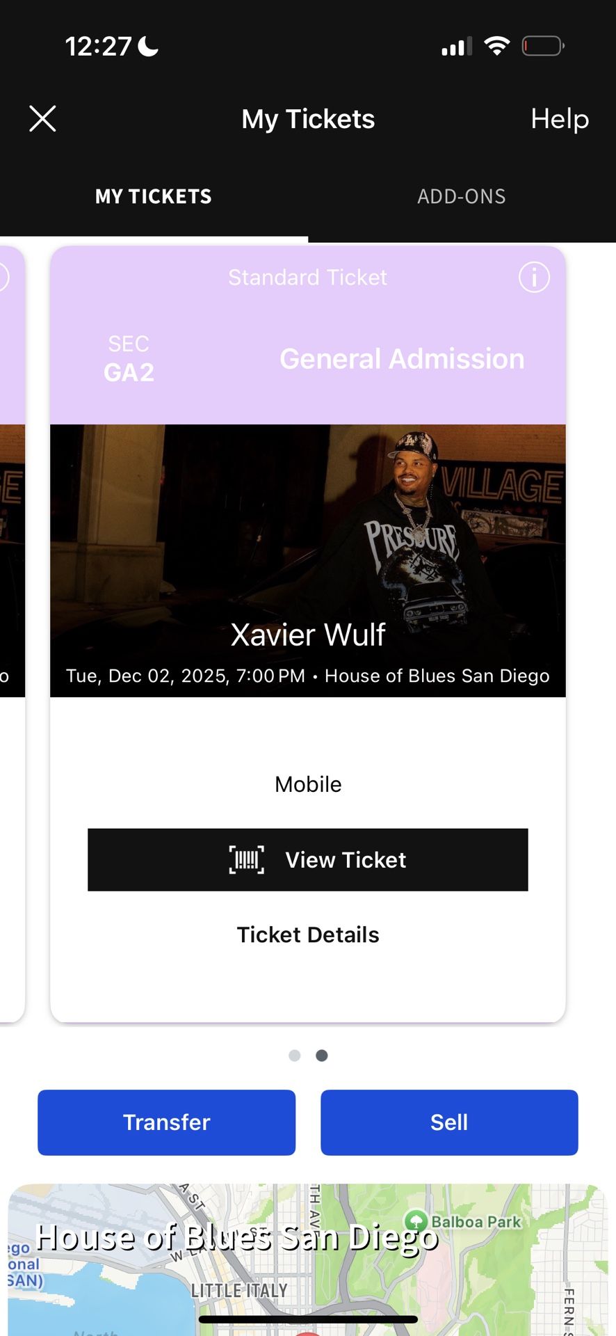 Xavier Wulf Concert Tickets San Diego 12-2-25