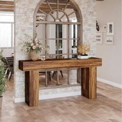 Console Table, 63-Inch Long Narrow Sofa Table Behind The Couch, Wooden Rectangular Entryway Table for Entrance, Hallway, Living Room, Rustic Brown (Ru