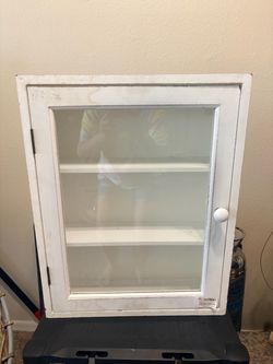White Wood Cabinet with Glass Door