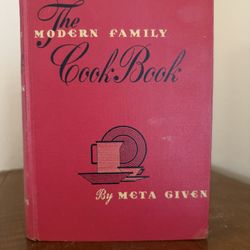 Vintage 1940s “The Modern Family Cook Book” by Meta Given – Retro Red Hardcover