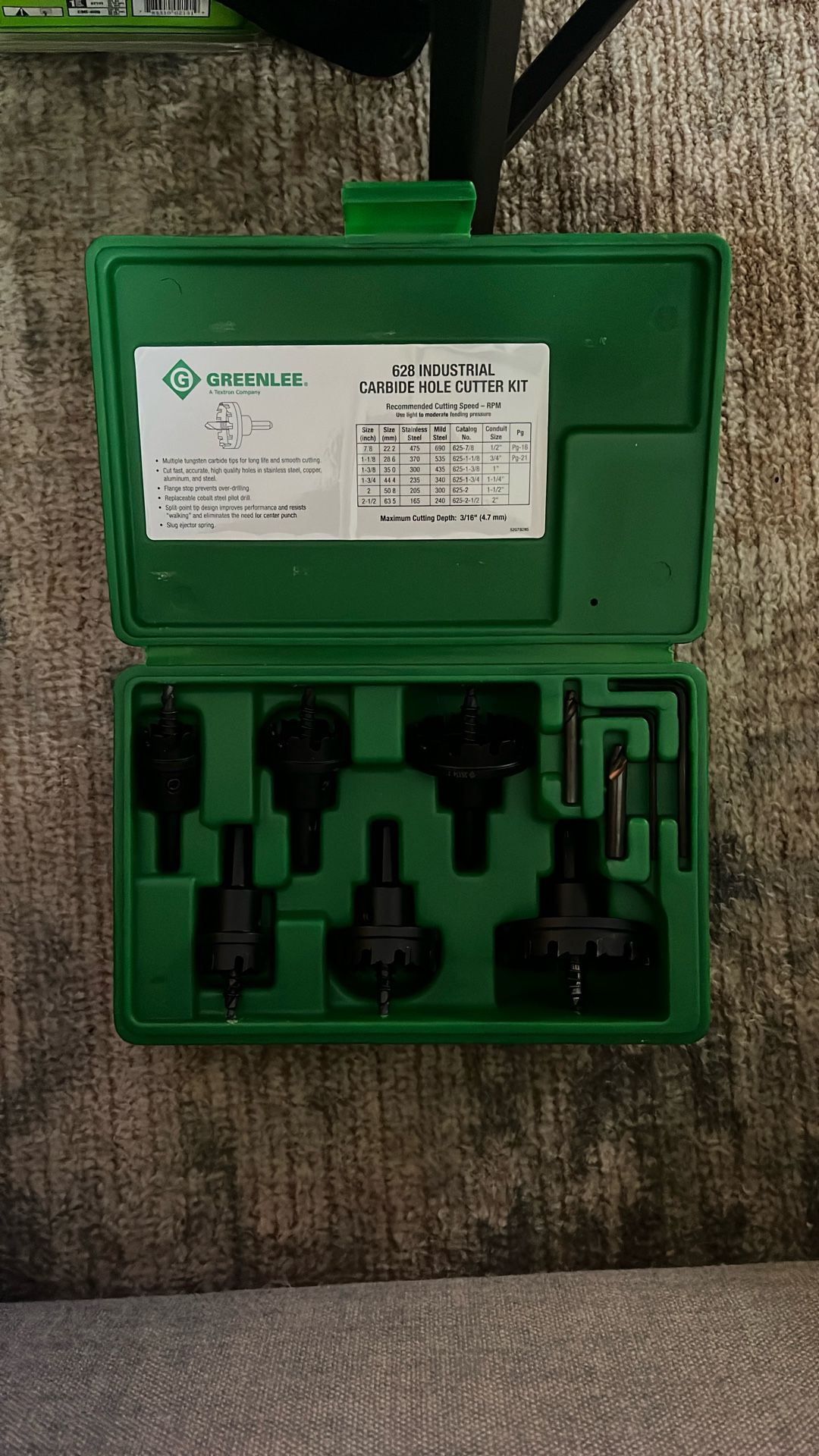 Greenlee 628 Carbide Holesaw Kit