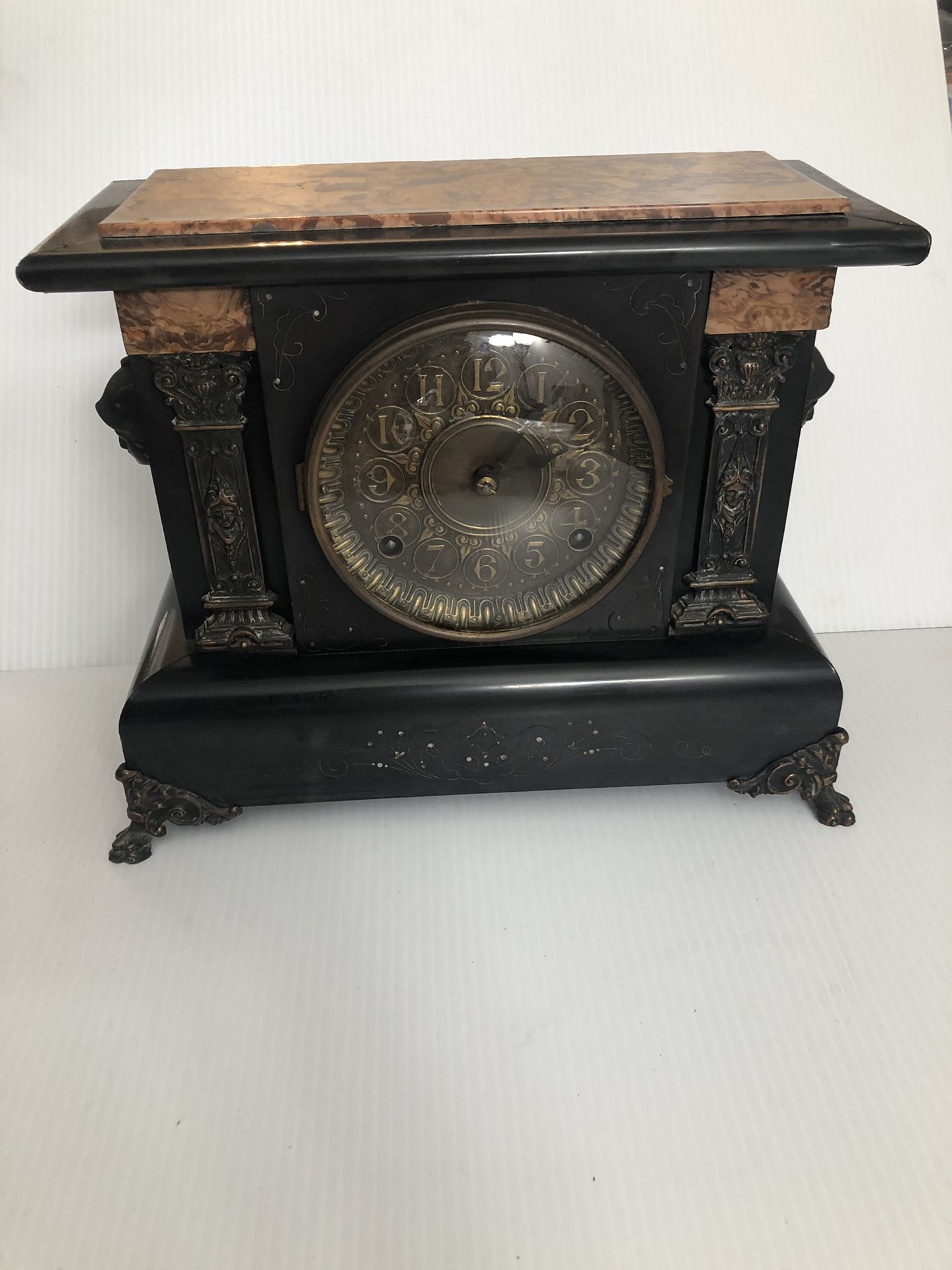 Antique 1894 Seth Thomas Clock Co. Adamantine Mantle Clock with Key Working