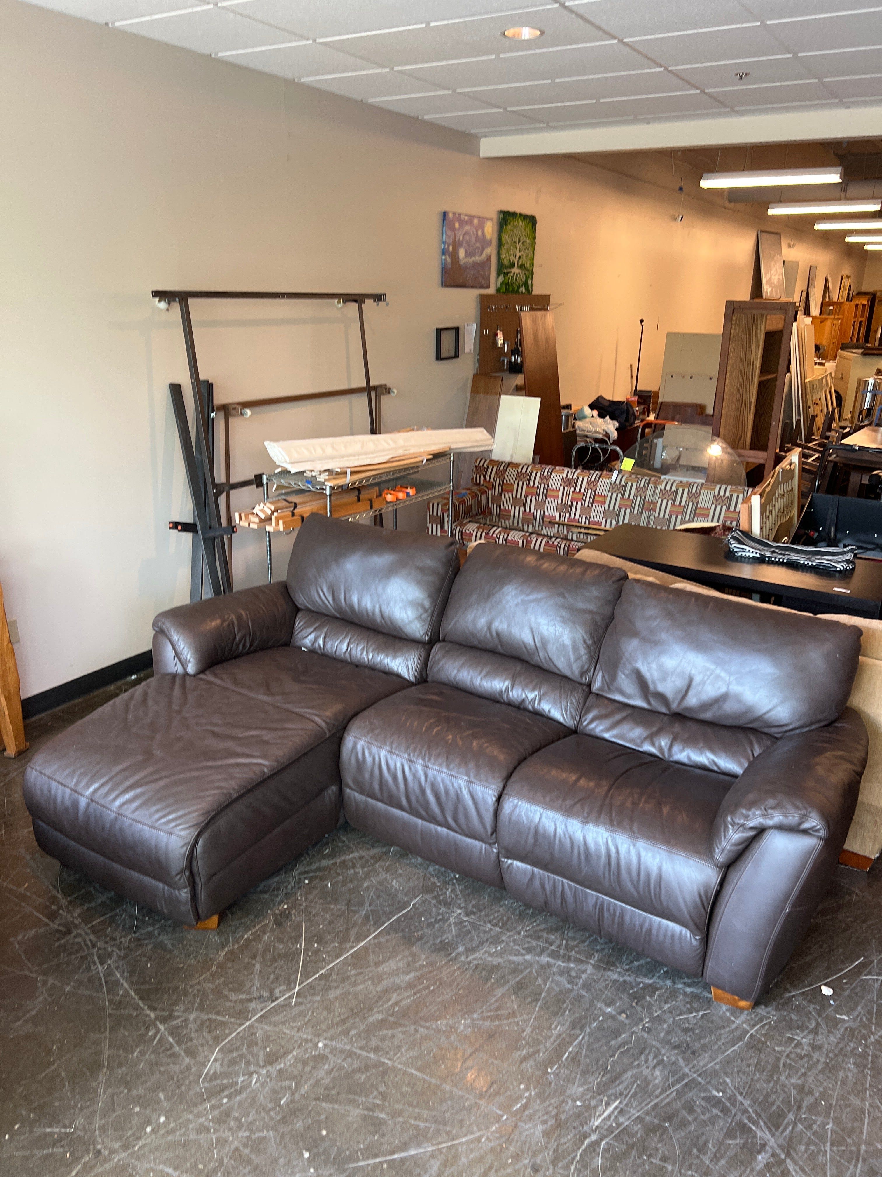 Natuzzi Brand Leather Sectional Sofa