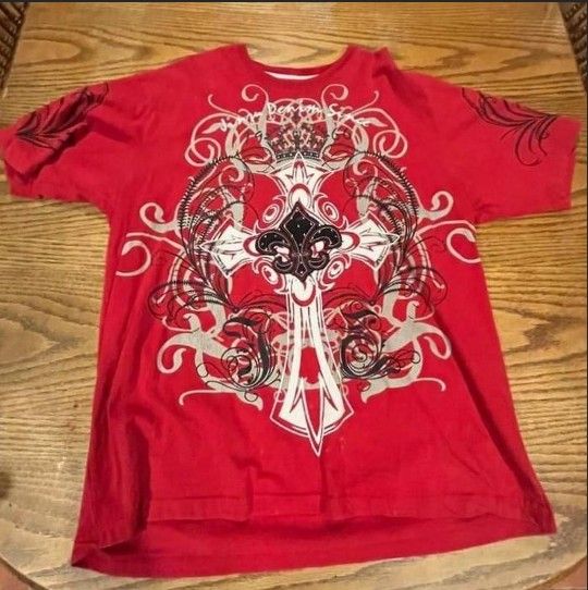 Affliction Style Shirt. With Cool Design On Front And Back