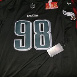 Eagles Jalen Carter Blackout Super Bowl Jersey XXL 