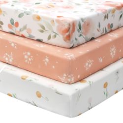 Baby Crib Sheets Girl, 3 Pack Toddler Bed Sheets For 52”X28” Standard Toddler Mattresses,