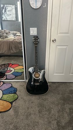 Black Acoustic-Electric Cutaway Guitar