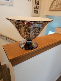 large murano glass pedestal bowl Multicolor