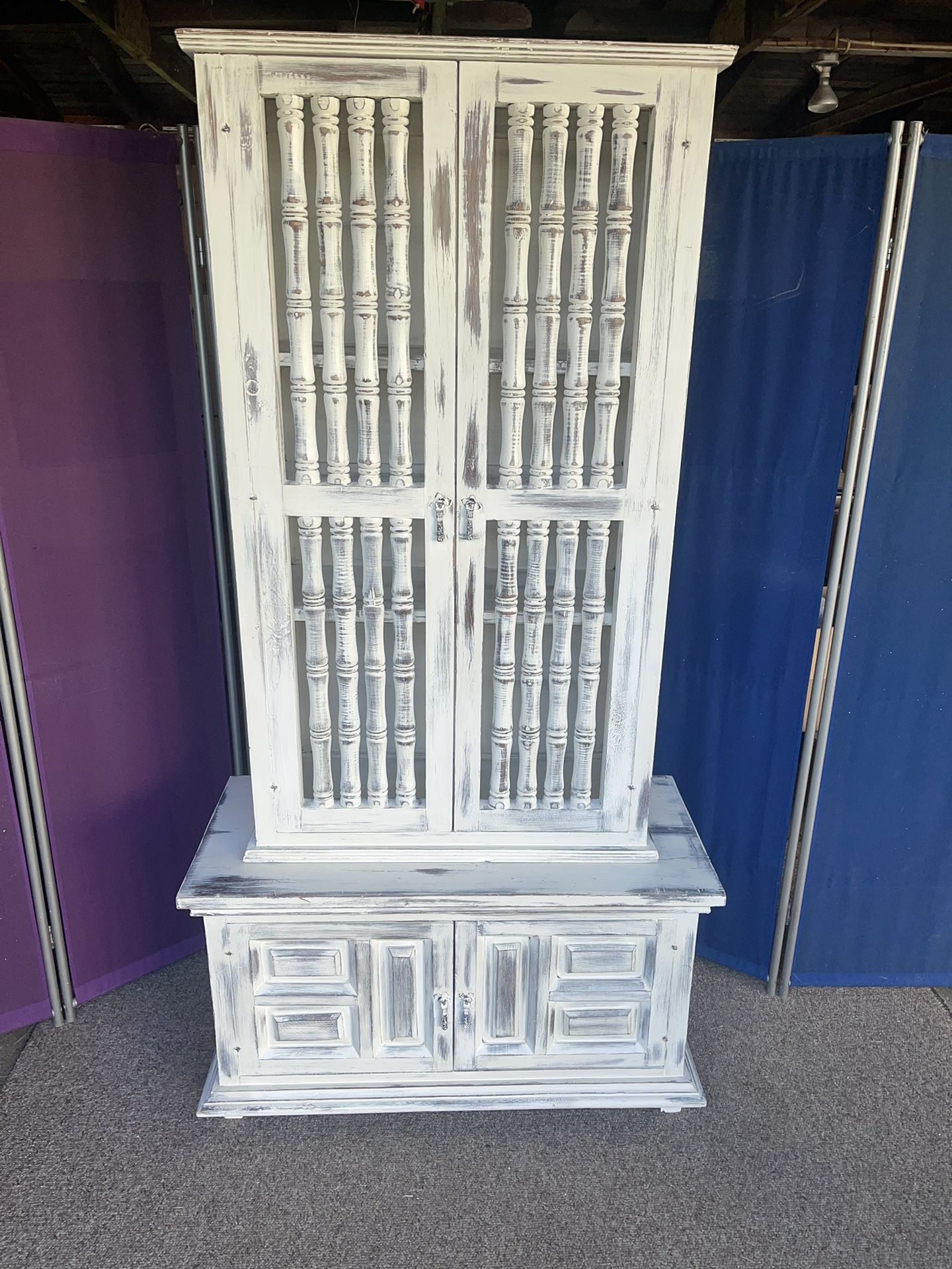 Beautiful chalk painted cabinet / pantry / Hutch / bookshelf cottage farm house