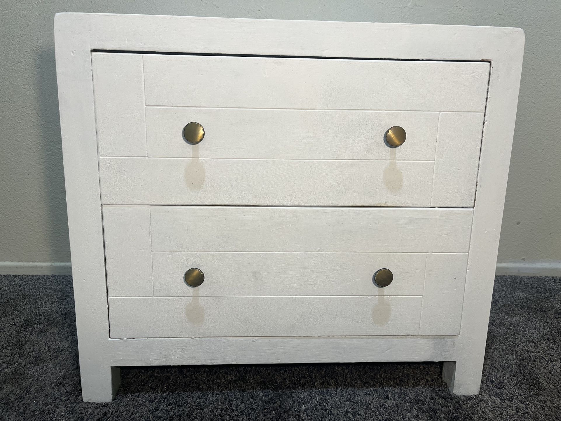 White Nightstand with 2 Large Drawers
