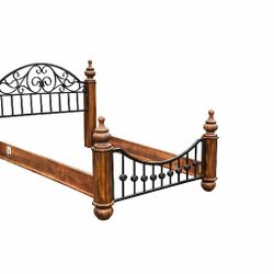 Queen Size Solid Wood And Metal Bed Frame
