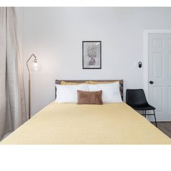 Metal and Wood Queen Platform Bed Frame 