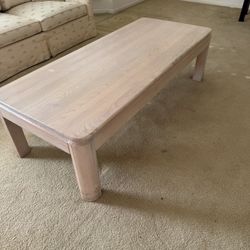 Whitewashed Oak Coffee Table 48 x 24 x 16 in