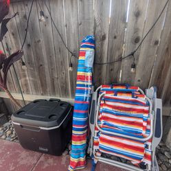 Two Beach Chairs and Umbrella