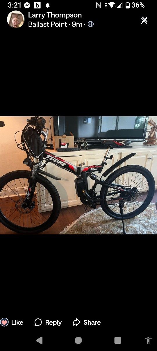 Electric Bike, Needs A New Battery As The Current One Doesn't Fully Charge. But Still Works And Rides 