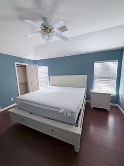 King Bed Frame with Storage + King Mattress + Nightstand Set