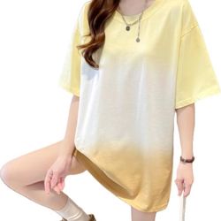 Women's Large Size Clothes Round Neck Casual Short Sleeve Color Clash Design T Shirt Summer Loose Top