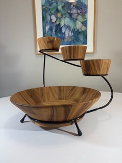 Ironwood Gourmet Acacia Wood Salad Presentation Set Serving Bowl Tray 17" 28326