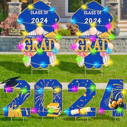 NEW 24 In Large Class 2024 Graduation Yard Sign Yard Decorations Congrats Graduation Lawn Signs 2024 Grad Yard Signs with Stakes for Outdoor Congrats 