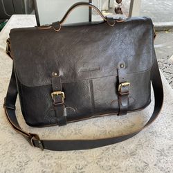 Johnston And Murphy Black Leather Messenger Bag