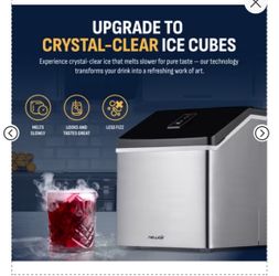 NewAir ClearIce40 Countertop Ice Maker | Stainless Steel | 40 lb/Day Clear Ice Machine