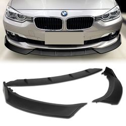 For 2016-2019 BMW 3-Series F30 F35 Unpainted Matt Black Front Bumper Body Kit Lip 3PCS
 -(2-PU-691