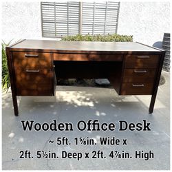 Vintage Wooden Anderson Desk Inc. Executive Office Desk