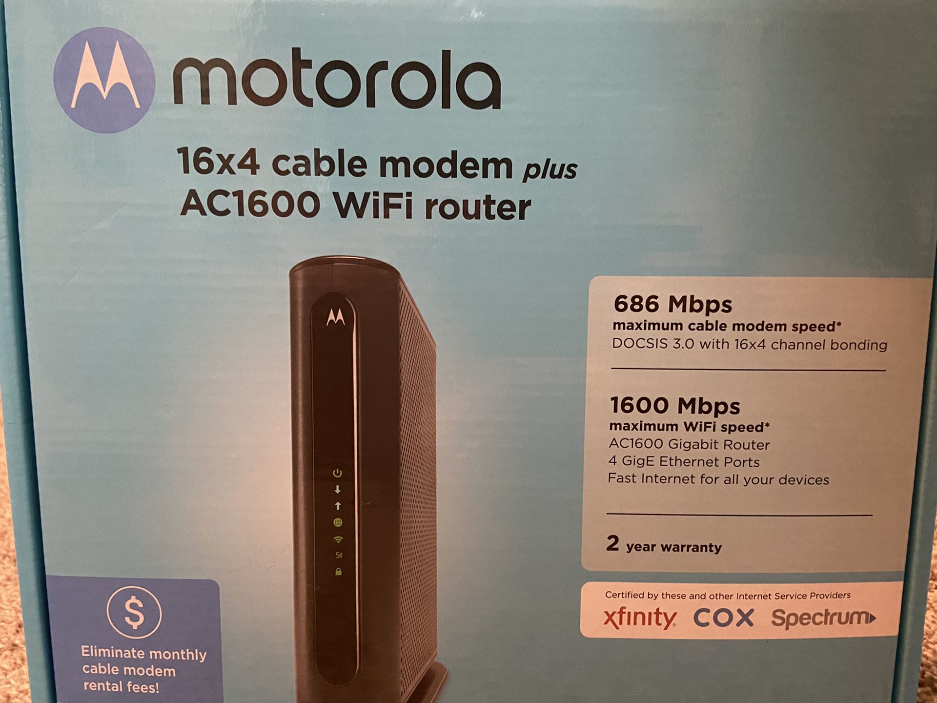 Motorola MG7540 router modem combo