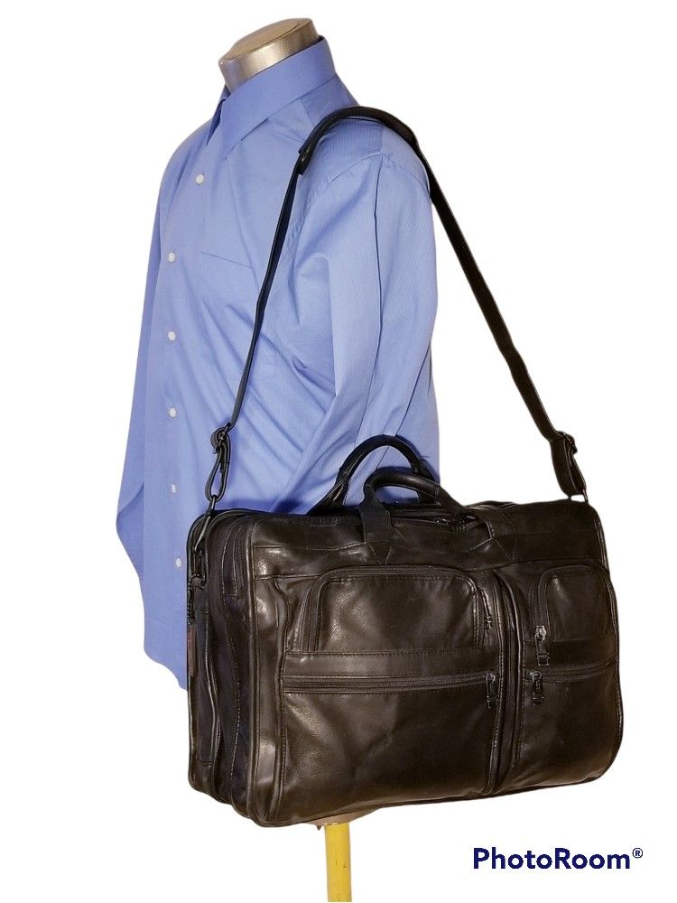 Tumi Expandable Leather Briefcase 