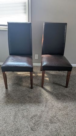 Brown faux leather dining chairs